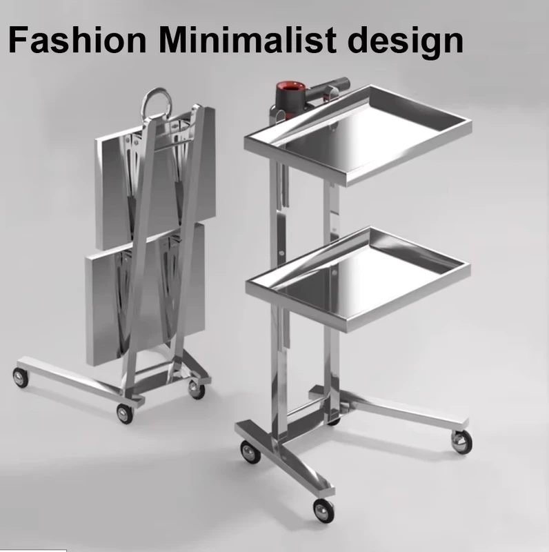 3 Tier Stainless Steel Salon Trolley Rolling Tool Cart with 4 Wheels for Hair Salon Barber Shop Beauty Studio OEM