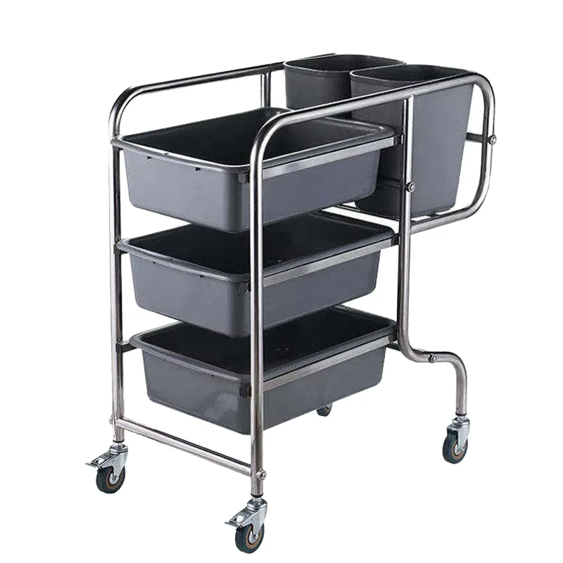 3 Tier Stainless Steel Service Cart Food Trolley for Hotel Restaurant Kitchen 200kg Load Capacity Energy Saving Mobile