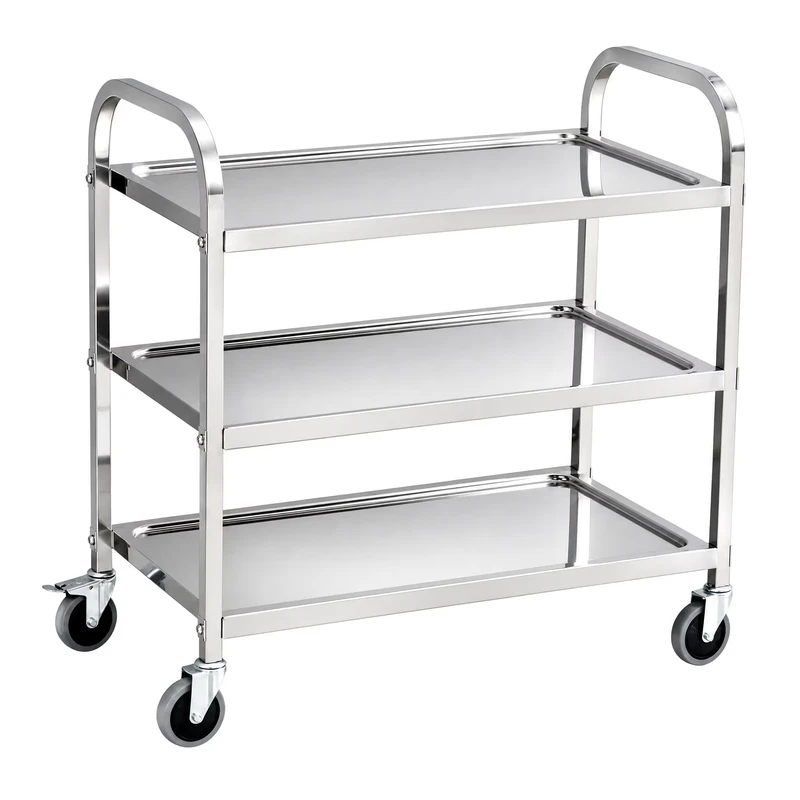 3 Tier Stainless Steel Serving Cart Detachable Food Delivery Trolley for Hotel Hospital Restaurant