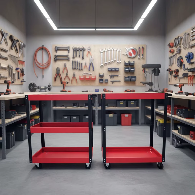 3 Tier Steel Four Wheel Tool Trolley Cart Industrial Commercial Service Cart Garage Mechanics Home Workshop Storage Shopping