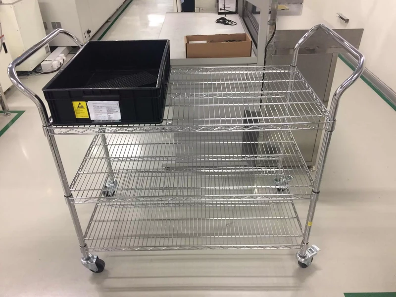 3 Tier Tool Storage Trolley Commercial Metal Wire Rolling Cart Heavy Duty Utility Cart with 4 Wheels for Warehouse or Factory