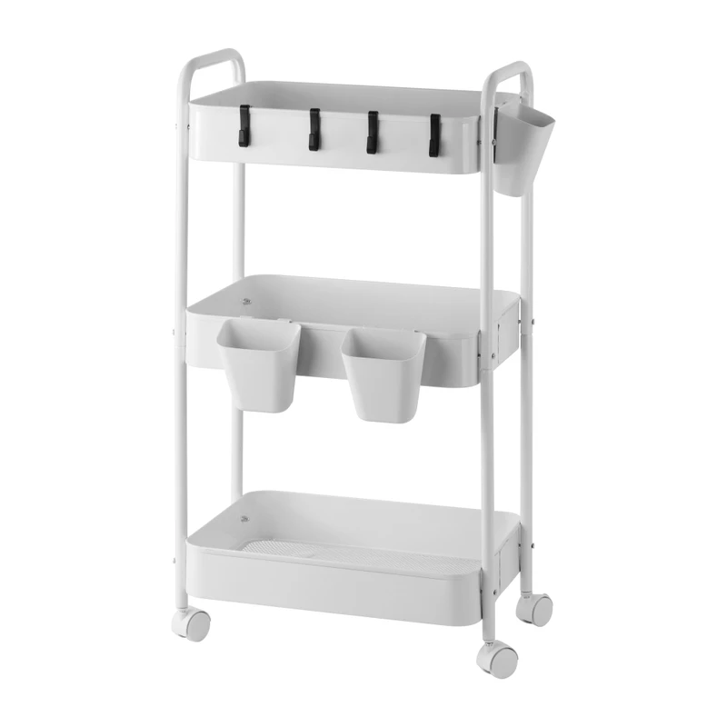 3 Tier Utility Kitchen Organizer Shelf Rolling Utility Cart Storage Rack Factory Metal Material Rolling Storage Cart