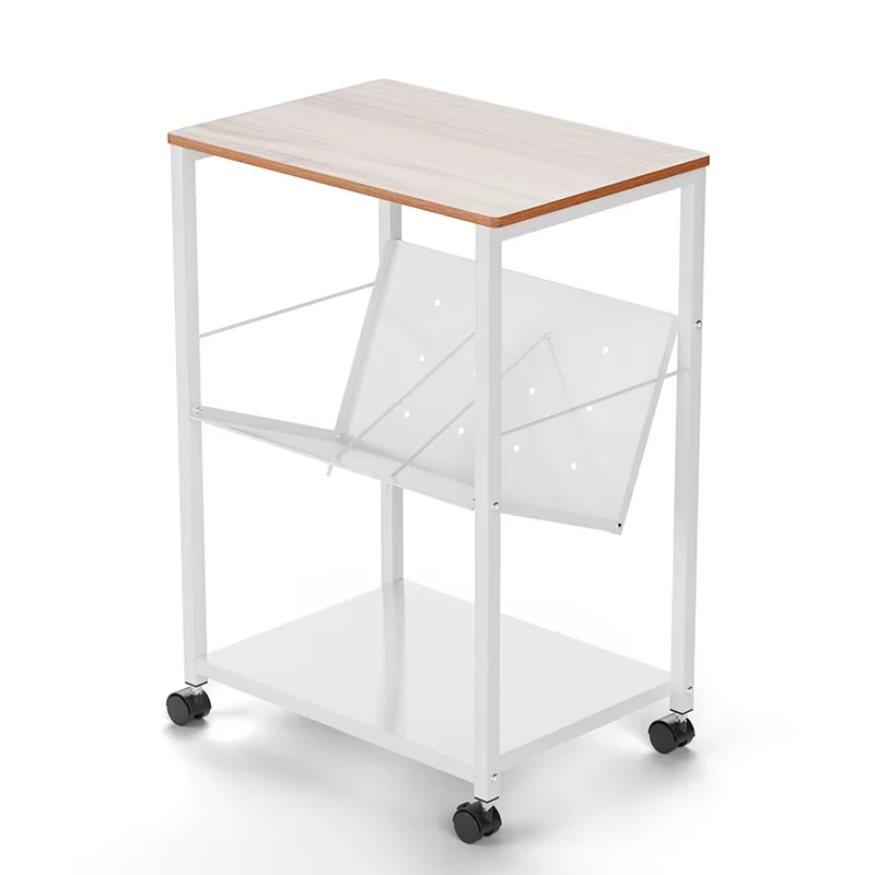 3 Tier Utility Rolling Cart Office Supplies Storage Trolley With Moveable Metal Strip