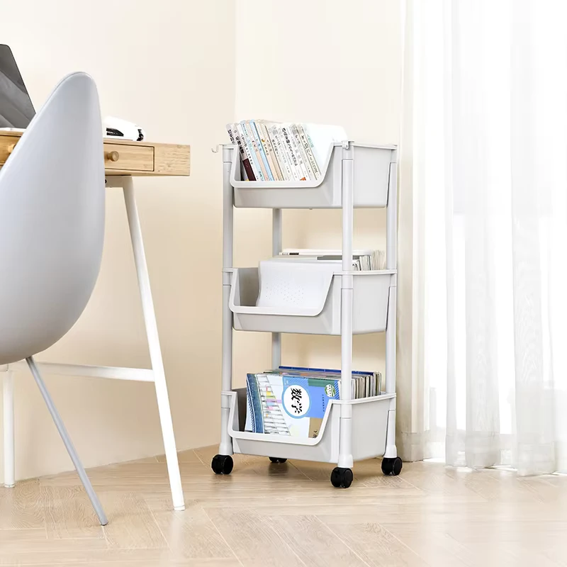 3 Tier Utility Rolling Cart Storage Cart with Lockable Wheels Trolley for Kitchen Living Room Garage