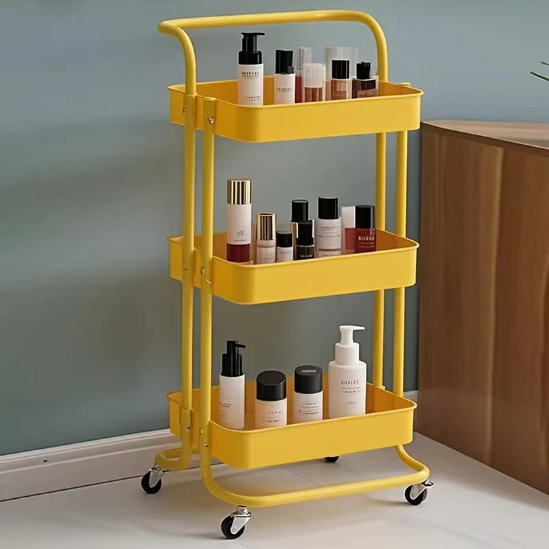 3 Tiers Beauty Makeup Salon Cart Pedicure Spa Nail Shop Trolley Gold Beauty Trolley With Lockable Wheels