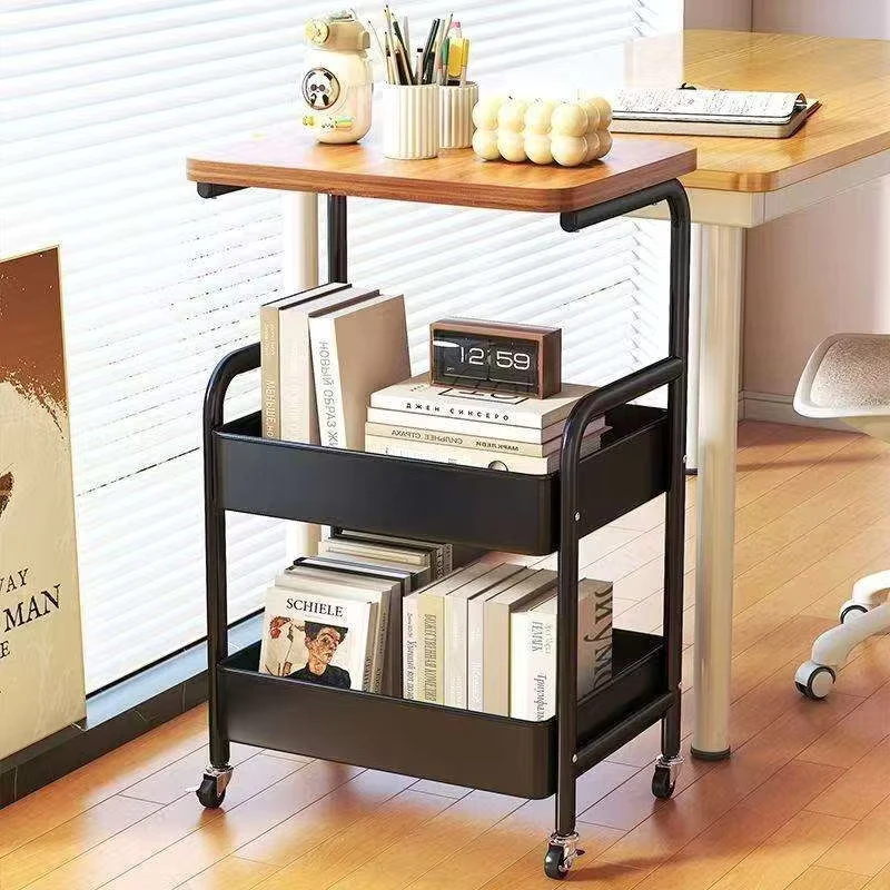 3 Tiers Household Storage Organizer Cart Metal Utility Storage Trolley Side Table Rolling Storage Cart with Wheels