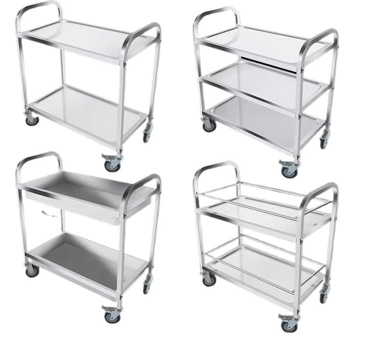 3 Tiers Stainless Steel Restaurant Food Service Cart with Universal Wheels