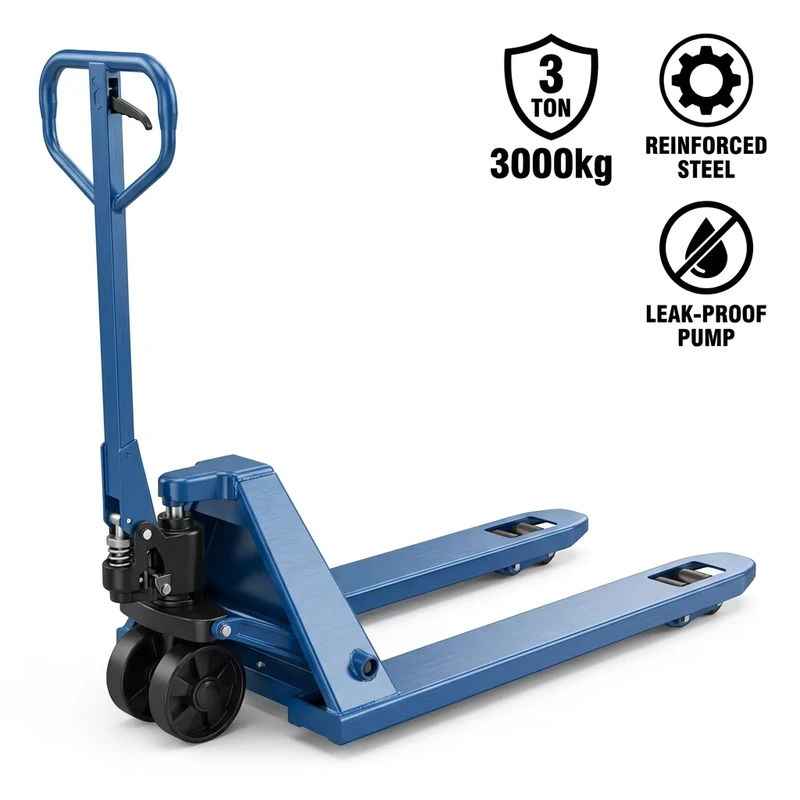3 Ton Heavy Duty Manual Pallet Jack Standard Hydraulic Hand Pallet Truck 1150mm Fork Length 685mm Yellow Warehouse Forklift CE