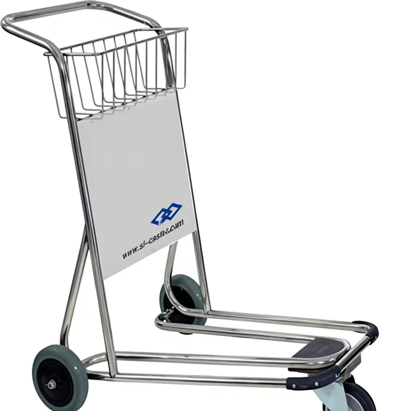 3 Wheel Stainless Steel Airport Passenger Cart with Rubber Wheels Customizable OEM Support for Airport and Tool Usage