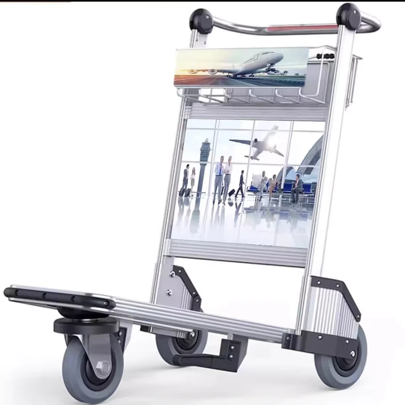 3 Wheels Airport Passenger Trolley Aluminum Alloy Stainless Steel Braking System Platform OEM Customizable Parts Luggage