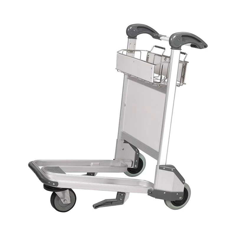 3 Wheels Hand Cart Aluminum Airport Luggage Trolley Cart With Hand Brake