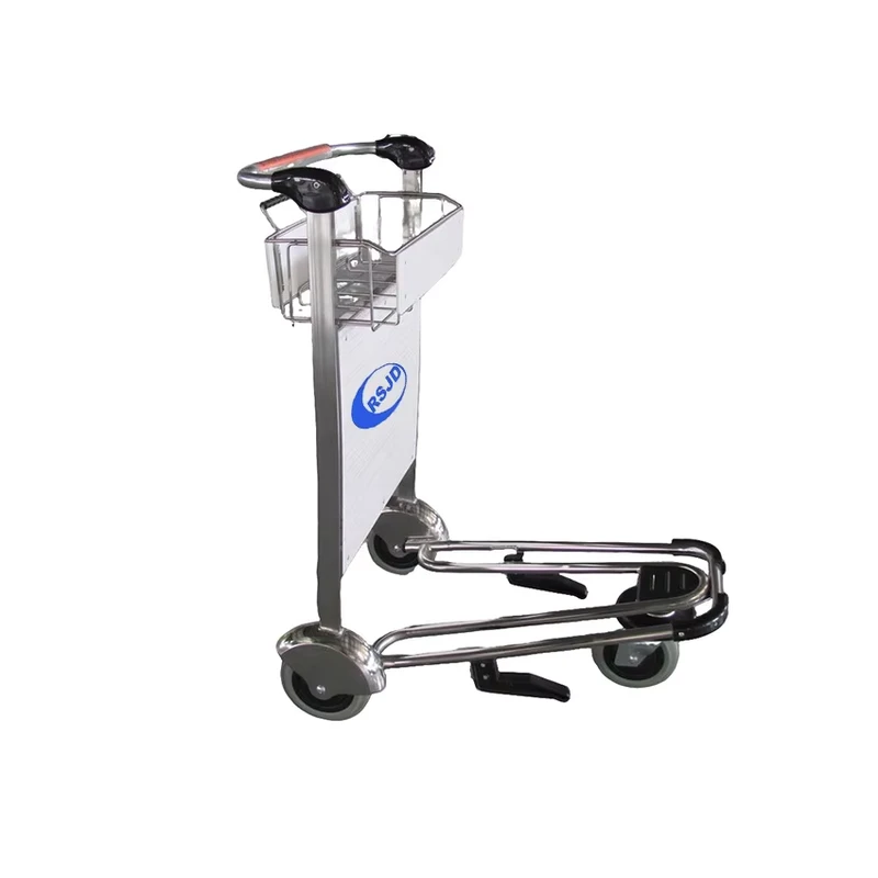 3 Wheels Stainless Steel Airport Luggage Cart Trolley with Handle Brake