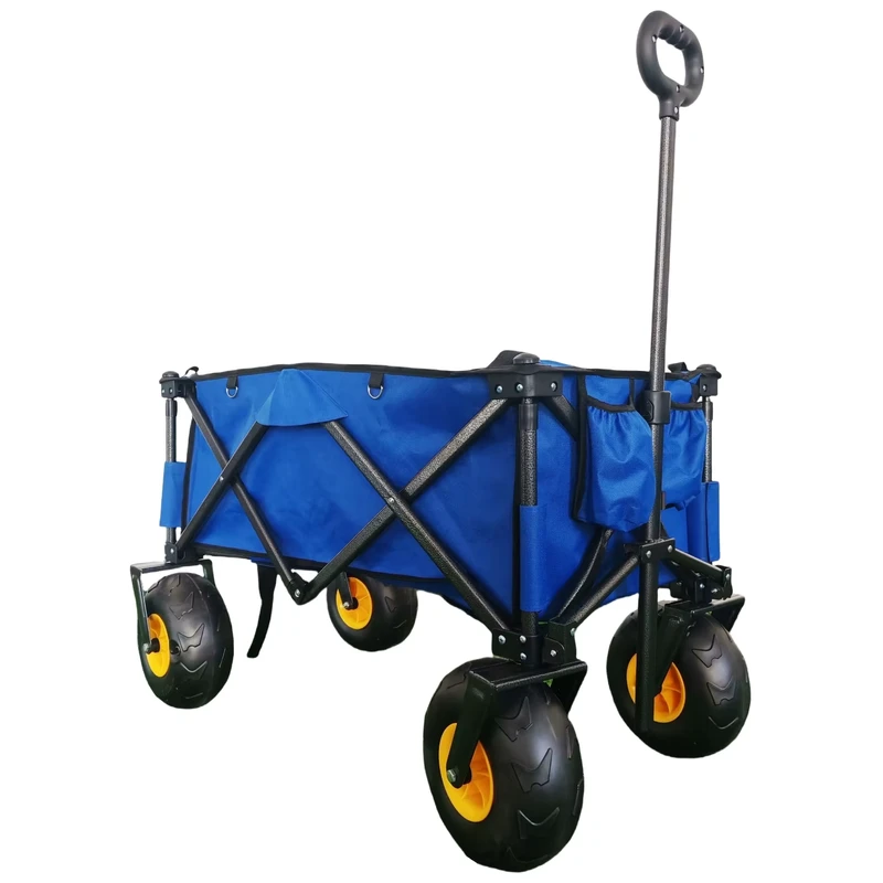 3 in 1 Stainless Steel Foldable Beach Trolley Cart Outdoor Camping Wagon with Balloon Wheels OEM Customizable