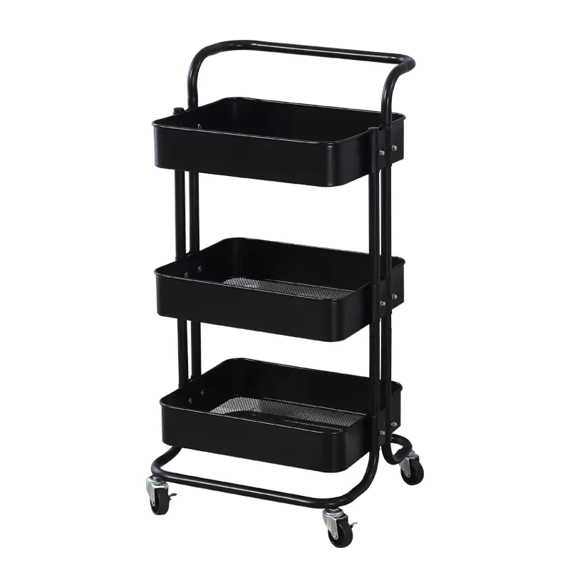 3 layer Multifunction Metal Trolleys Hand Carts Storage Trolleys for Kitchen Living Room Bathroom Food Container Beverage