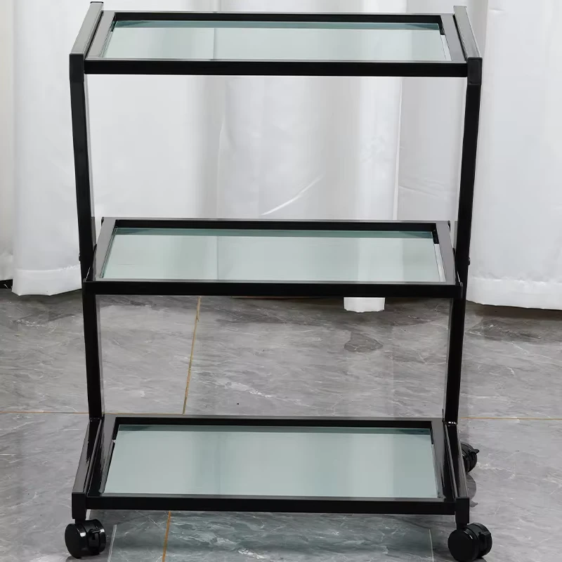 3 layer Salon Trolley Hairdressing SPA Cart Manicure Cart Beauty Trolley Salon With Glass Customized