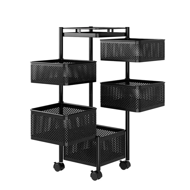 3 tier Rolling Metal Storage Organizer Cart Foldable Utility Cart