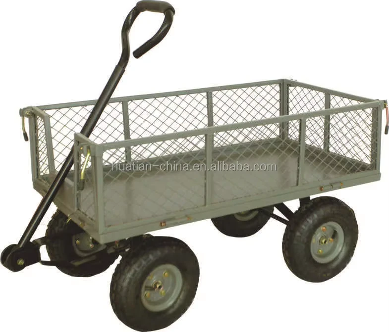 300 KG Steel Utility Garden Tool Cart TC4211C Folding Heavy Duty Wagon Trolley for Outdoor Yard Transport