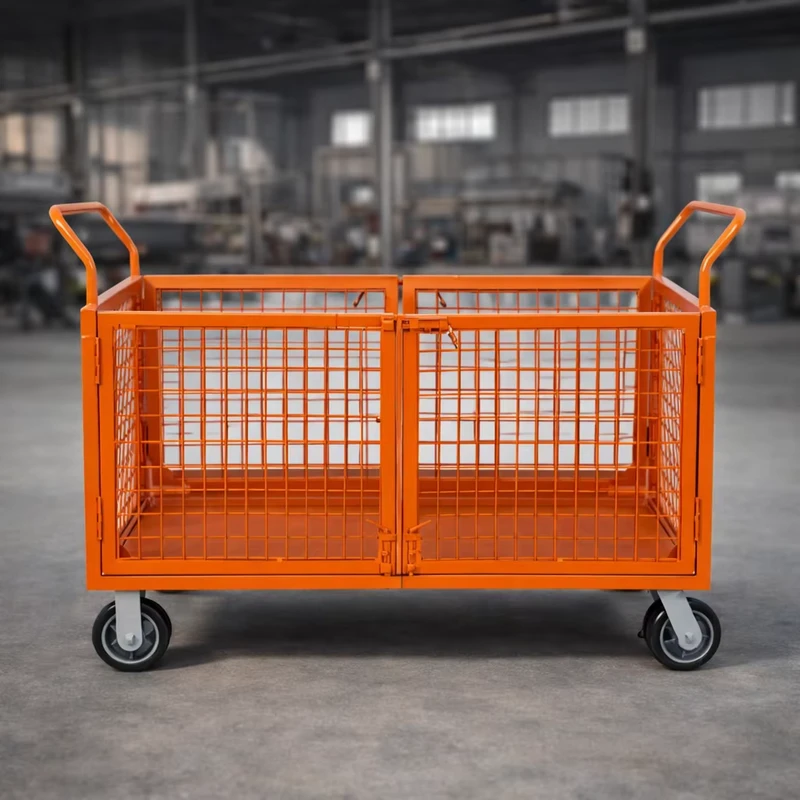 300 kg Load Bearing Heavy Duty Metal Folding Hand Truck Steel Mesh Cage Platform Trolley Cart with Handle
