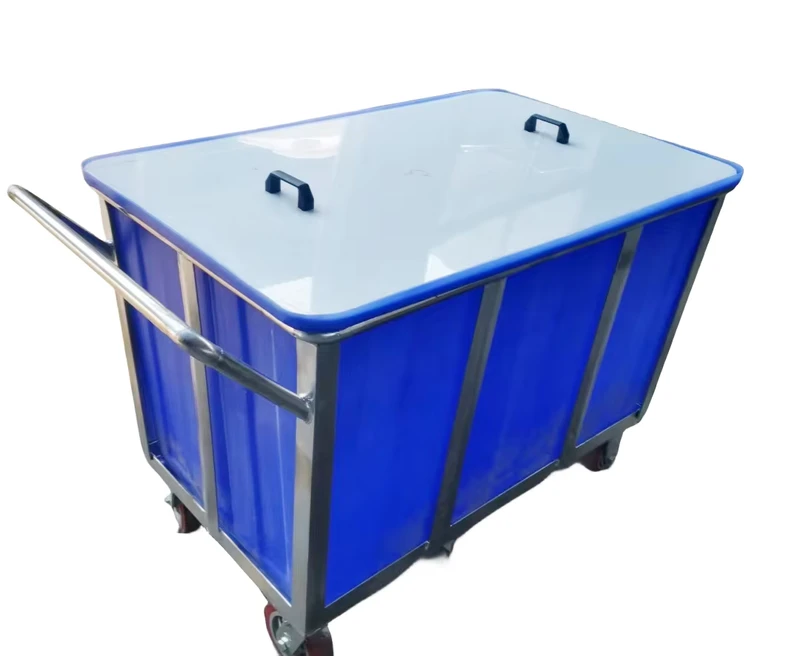 300L Plastic Linen Enclosed Hospital Laundry Cart Stackable Folding Design Anti Aging Easy Handling