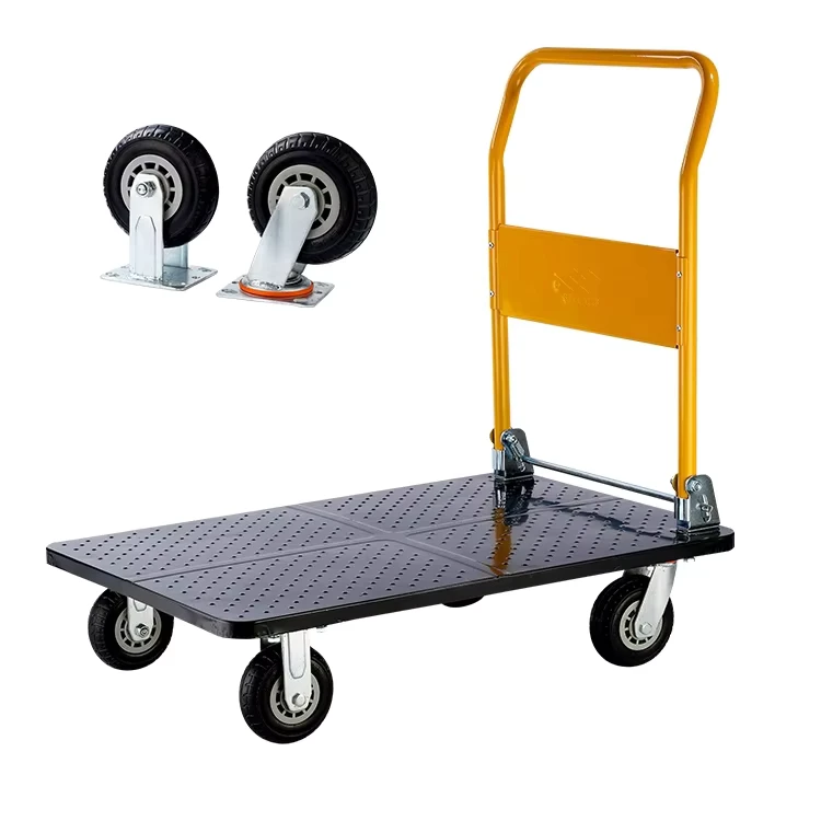300kg 500kg 700kg Folding Metal Hand Cart Heavy Duty Steel Platform Hand Truck 1543LB Portable Trolley Foldable Hand Cart