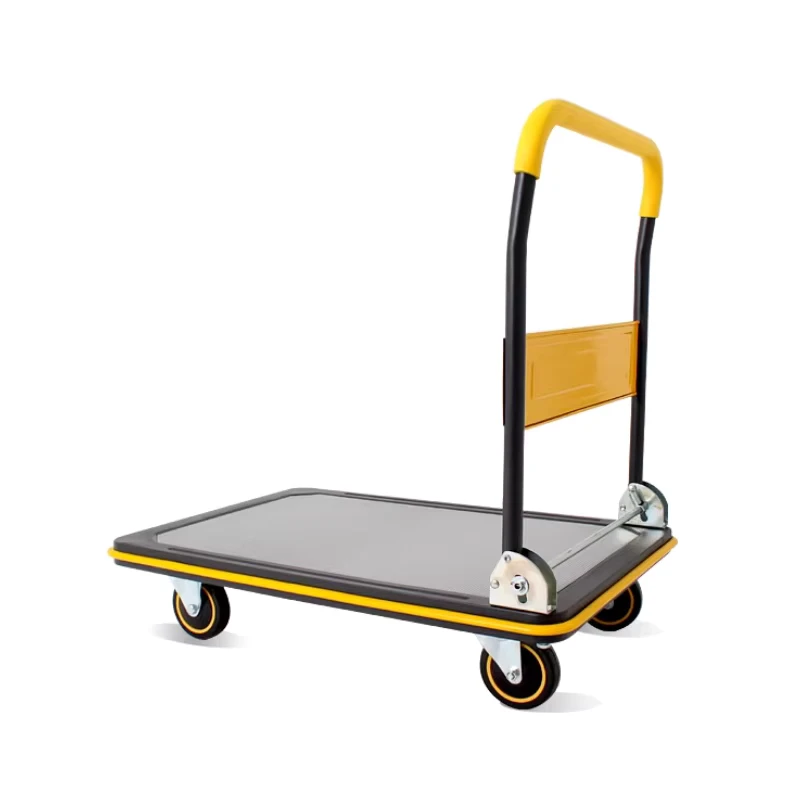 300kg Load Capacity Four wheel Handcarts Trolley Steel Material Platform Trailer Flatbed Cart Handling Tools Household Warehouse