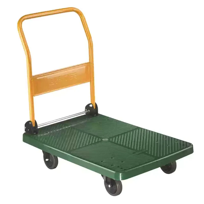 300kg Load Super Mute Foldable Hand Cart Multifunctional Plastic Moving Trolley 3 Tier Platform Trolley with 4 Wheels OEM