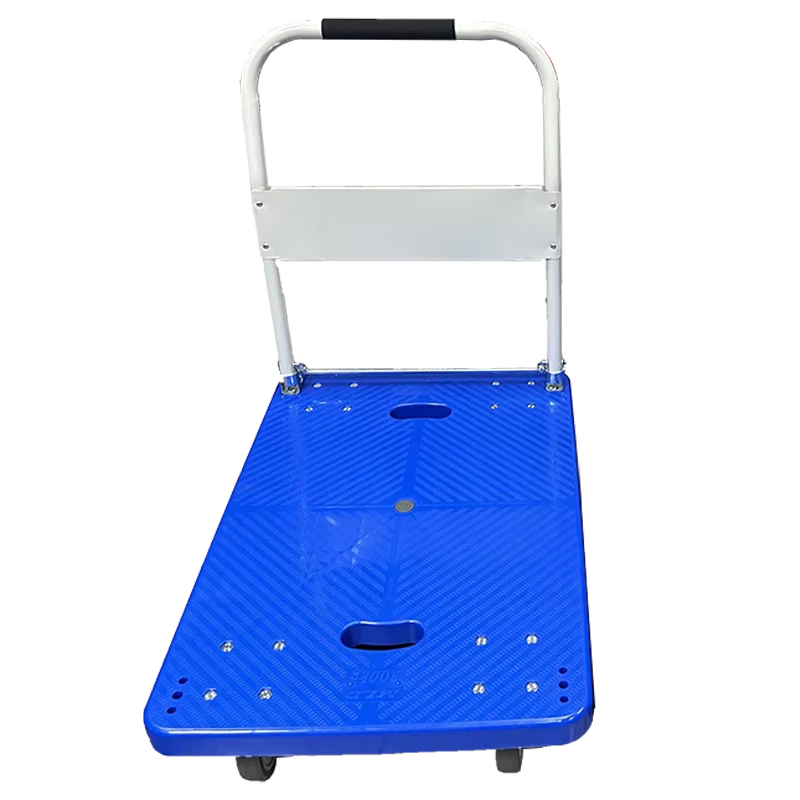 300kg Plastic Hand Trolley Platform Folding Portable Shopping Handcart with Grey TPR Wheels