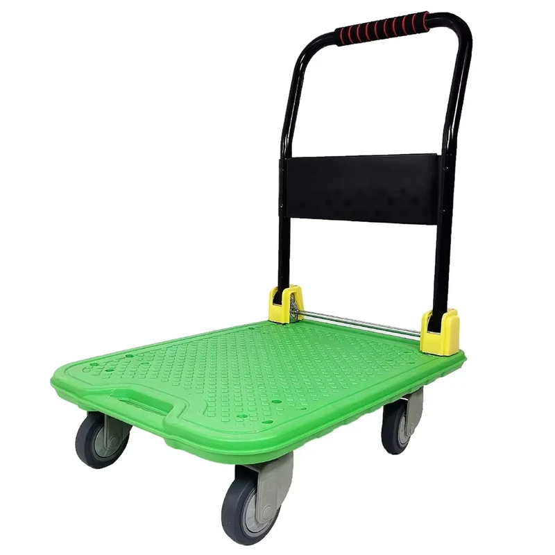 300kgs Platform Trolley Plastic Hand Cart for Warehouse Easy Moving Professional Machine Tool Movers Carry Cargo Storage