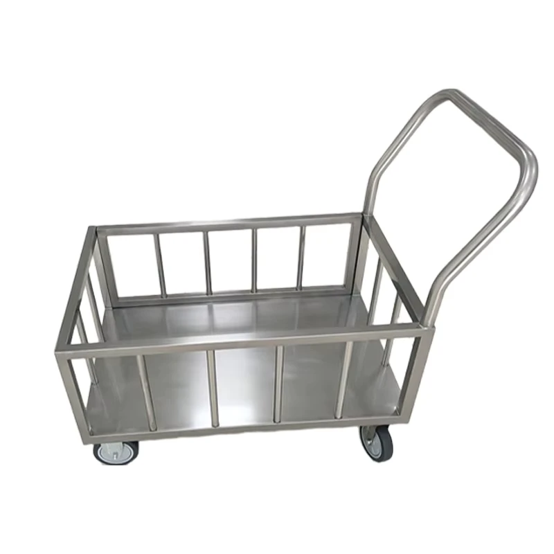 304/316 Stainless Steel Kitchen Cart Fence Commercial Transfer Container Trolley HTS HTS-LJ05 Powder Coated for Carrying Goods