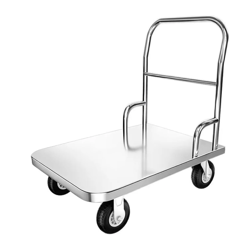 304 Stainless Steel 4 Wheel Platform Hand Truck Heavy Duty Foldable Trolley Cart 300KG Load Capacity OEM Industrial Tools