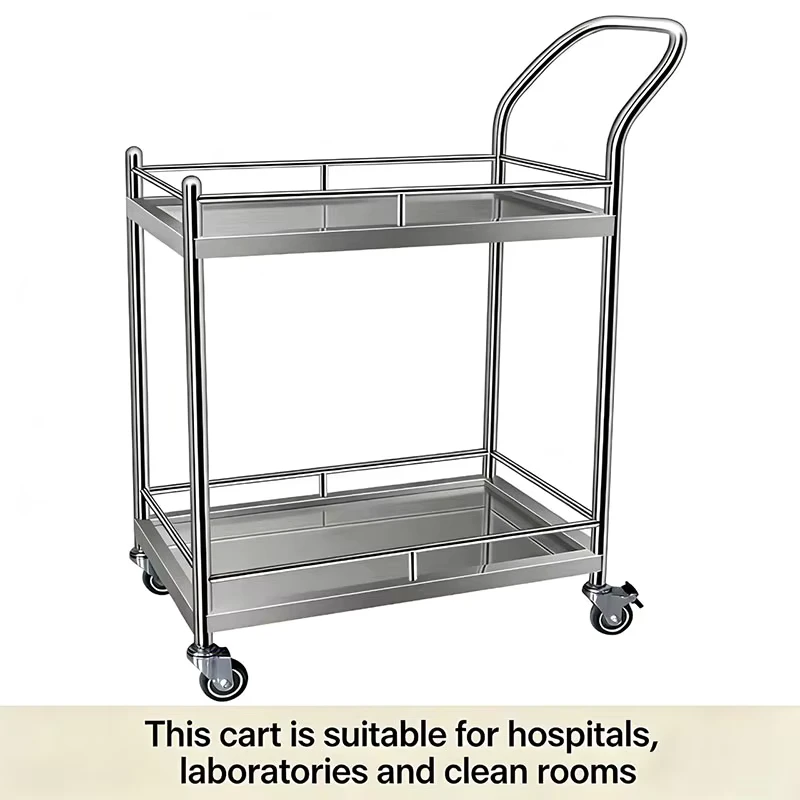 304 Stainless Steel Durable Anti Rust Hand Truck with Double Layer Reinforced Guardrails Heavy Duty Moving Cart