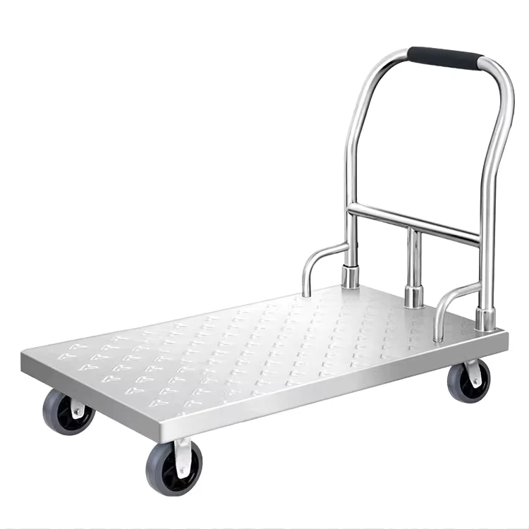 304 Stainless Steel Heavy duty Handcart Hotel Restaurant Service Handcart With Wheels Movable