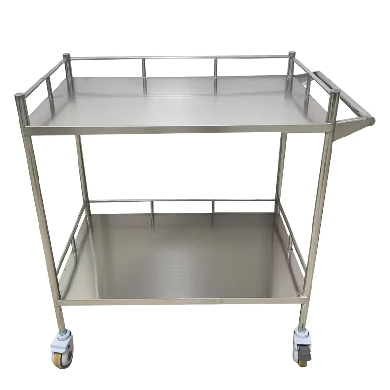 304 Stainless Steel Hospital Furniture Nurse Trolley with Wheels for Drug Transfer to Hospitals