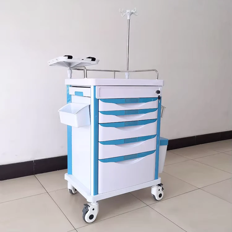304 Stainless Steel Medical Emergency Trolley Hospital Crash Cart for Medical Facilities Hospital Furniture