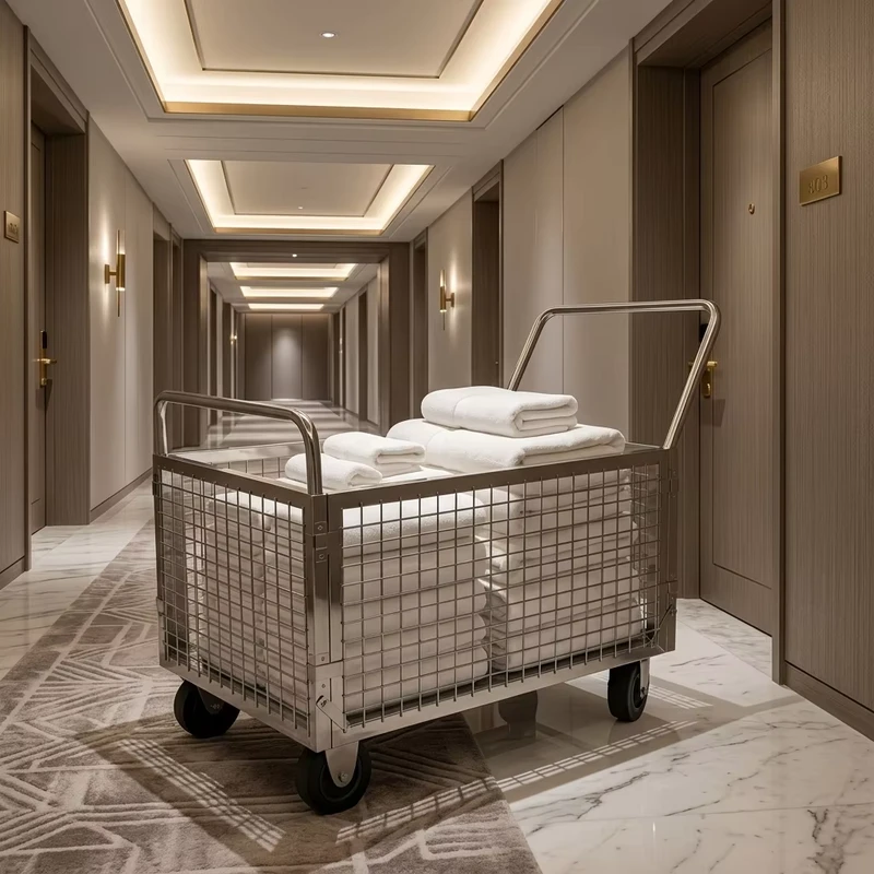 304 Stainless Steel Silver Restaurant Use Utility Cart Gate Anti Rust Heavy Duty Folding Floor Mounted Hand Truck