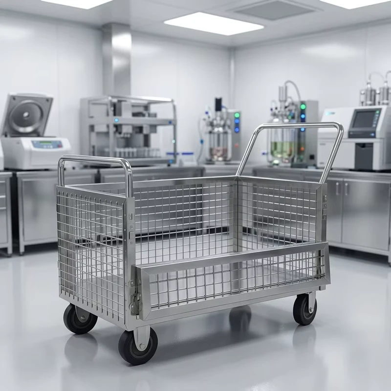 304 Stainless Steel Silver Restaurant Use Utility Cart Gate Anti Rust Heavy Duty Folding Floor Mounted Hand Truck