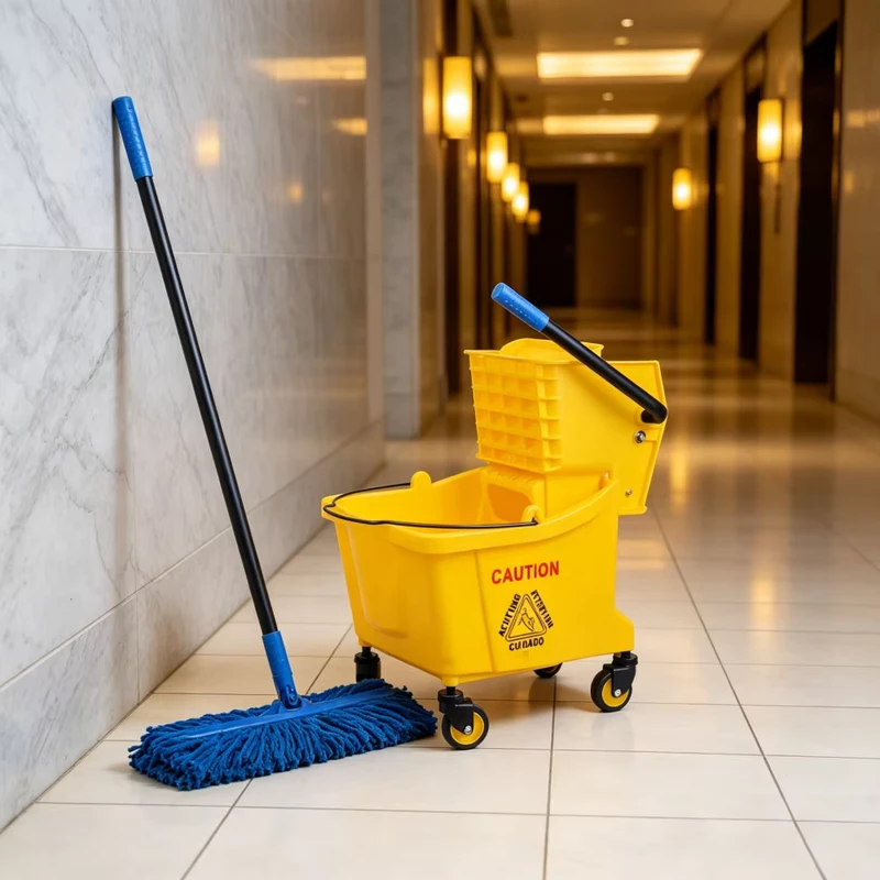 32L Mop Wringer Trolley with 360° Silent Casters Labor-Saving Design No Carrying Required for Large Areas