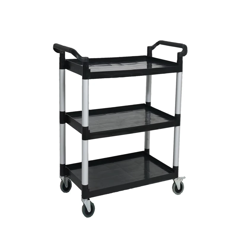 32”x16” Utility Bussing Cart with Three Shelves Heavy Duty Mobile Transporter