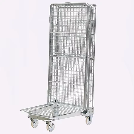34’*40’*60′ Double Logistics Handling Steel Roller Container Foldable Folding Wire Mesh Trolley Rolling Container