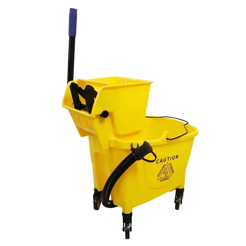 34L Tube Drainage Mop Wringer Bucket No Splash Design with Side Press Squeezer for Easy Cleaning