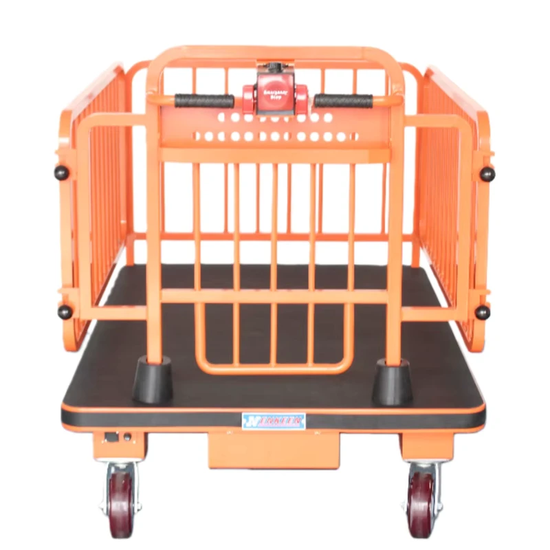350mm Low Platform Height Industrial Mesh Electric Cargo Cart Four Wheel Disc Brake System 156kg Net Weight Warehouse Logistics