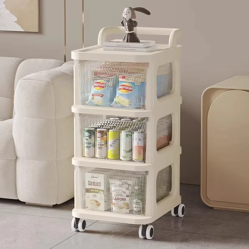 360 Degree Swivel Wheels Cabinet style Utility Trolley Storage Cart Thickened Plastic Multi Size Movable Bathroom