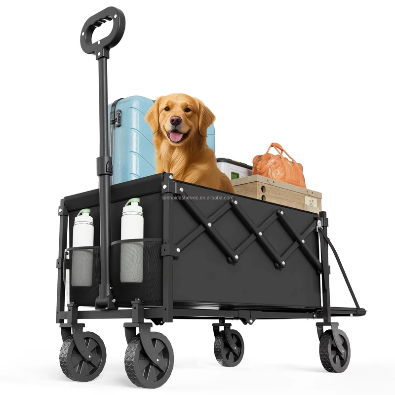 360 lb Foldable Utility Cart with Tailgate Lightweight Multi Functional Cart for Shopping Camping Sports and Gardening