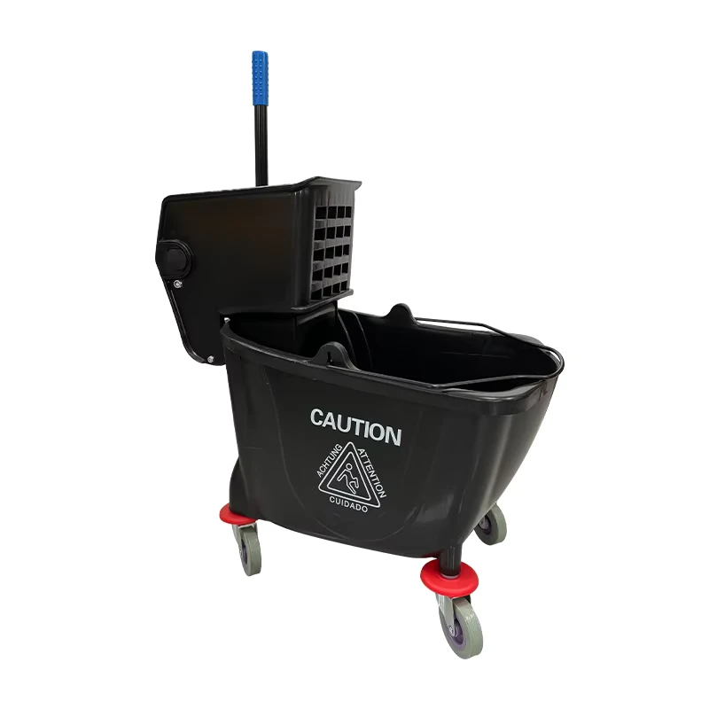 36L Heavy Duty Plastic Hotel Cleaning Mop Bucket Wringer Restaurant Side Press Downward Press Mop Bucket Trolley