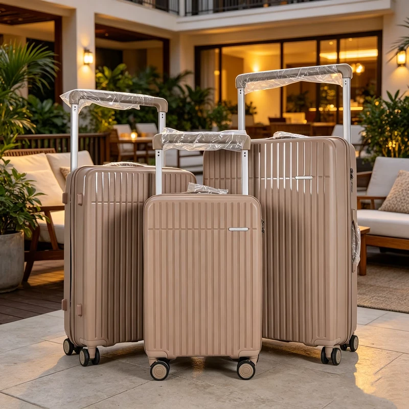 3Piece Waterproof PP Hard Shell Travel Luggage Set Wide Soft Handle Anti theft Suitcase Set With Silent Swivel Caster