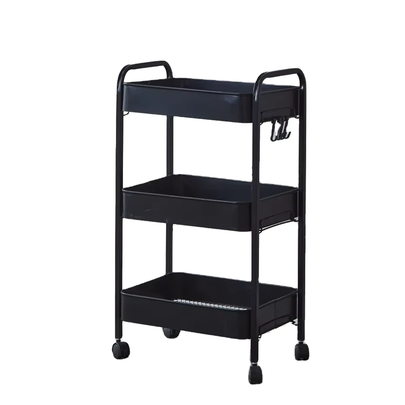 3Tier Mobile Utility Cart Rolling Metal Storage Organizer with Caster Wheels Three Tier Kitchen Cart Living Room Bathroom Use