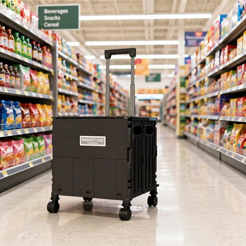 4 8 Wheel Heavy Duty Folding Shopping Cart Collapsible Trolley Eco Friendly Kitchen Food Container for Home