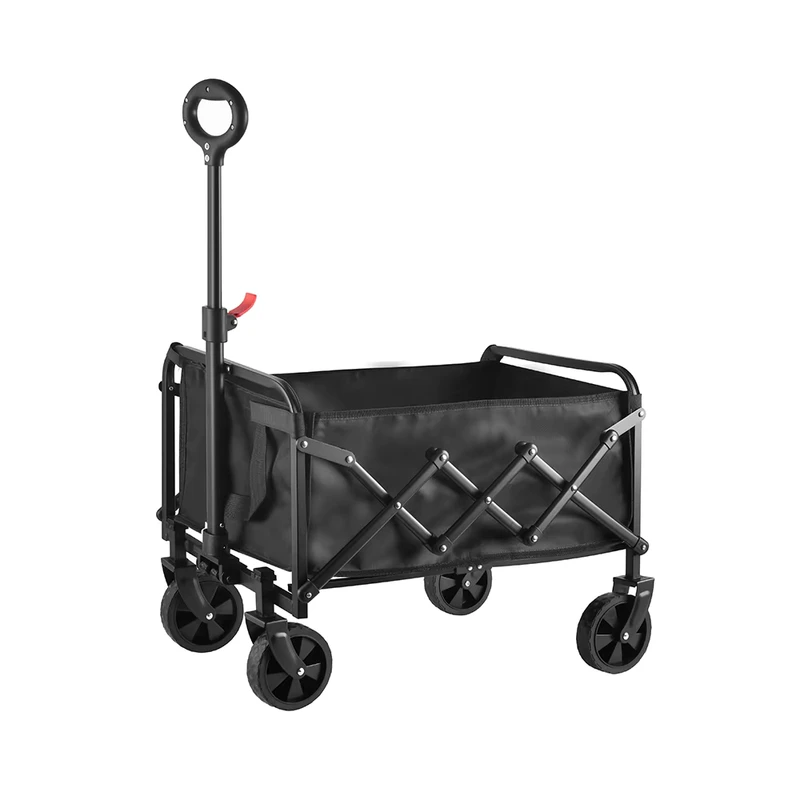 4 Inch Narrow Wheel Foldable Wagon Cart 100L Capacity 150kg Load Foldable Utility Cart for Camping Beach Shopping