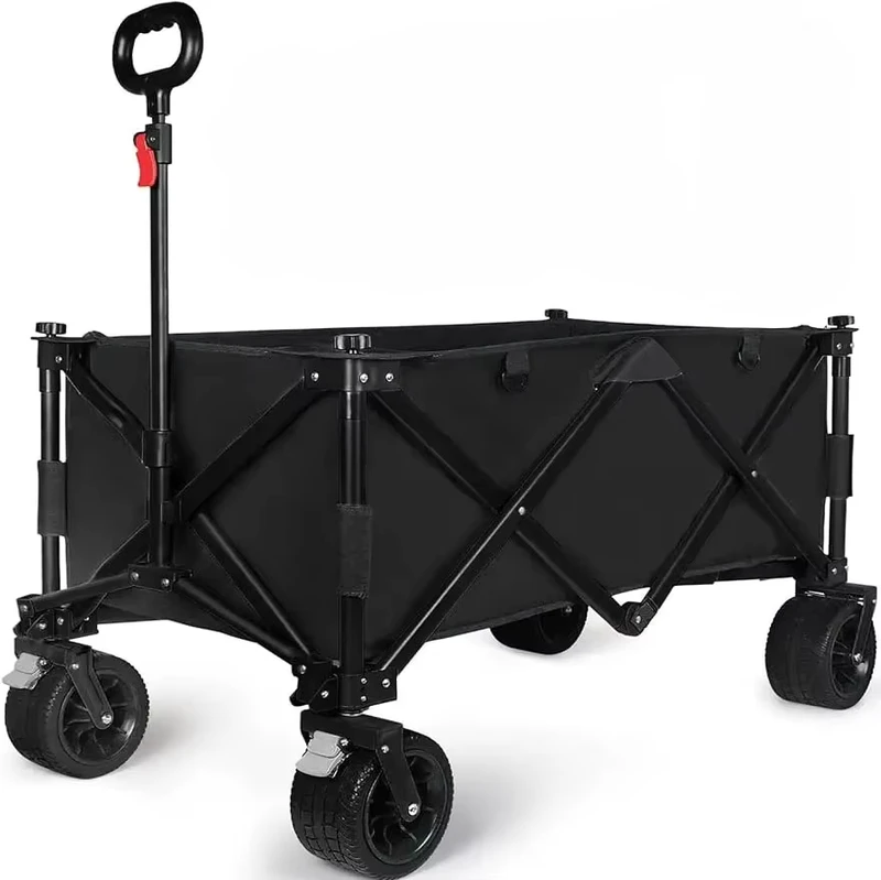 4 Sides Folding Outdoor Camp Picnic Beach Camping Wagon Cart Trolley Garden Trail Foldable Collapsible Folding Utility Troller