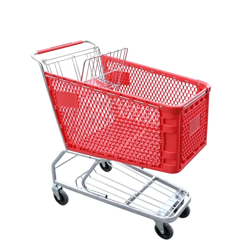 4 Swivel Wheels 180L Supermarket Plastic Trolley 180L Plastic Shopping Trolley